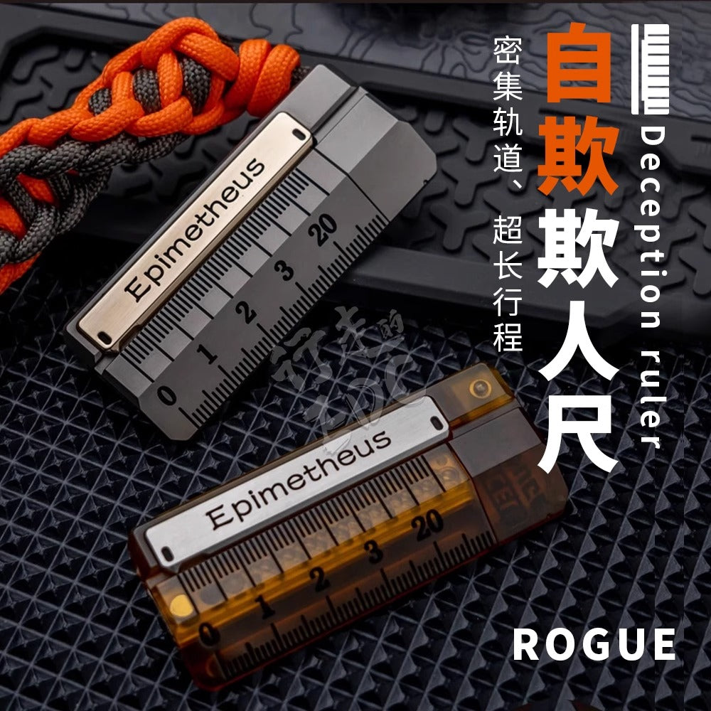 EDCELL x ROGUE Co-Branded "Deception Ruler" Mechanical Push Slider | EDCELL x ROUGUE EDC Haptic Hand Deception Ruler Fidget Slider for Collection &amp; Gift