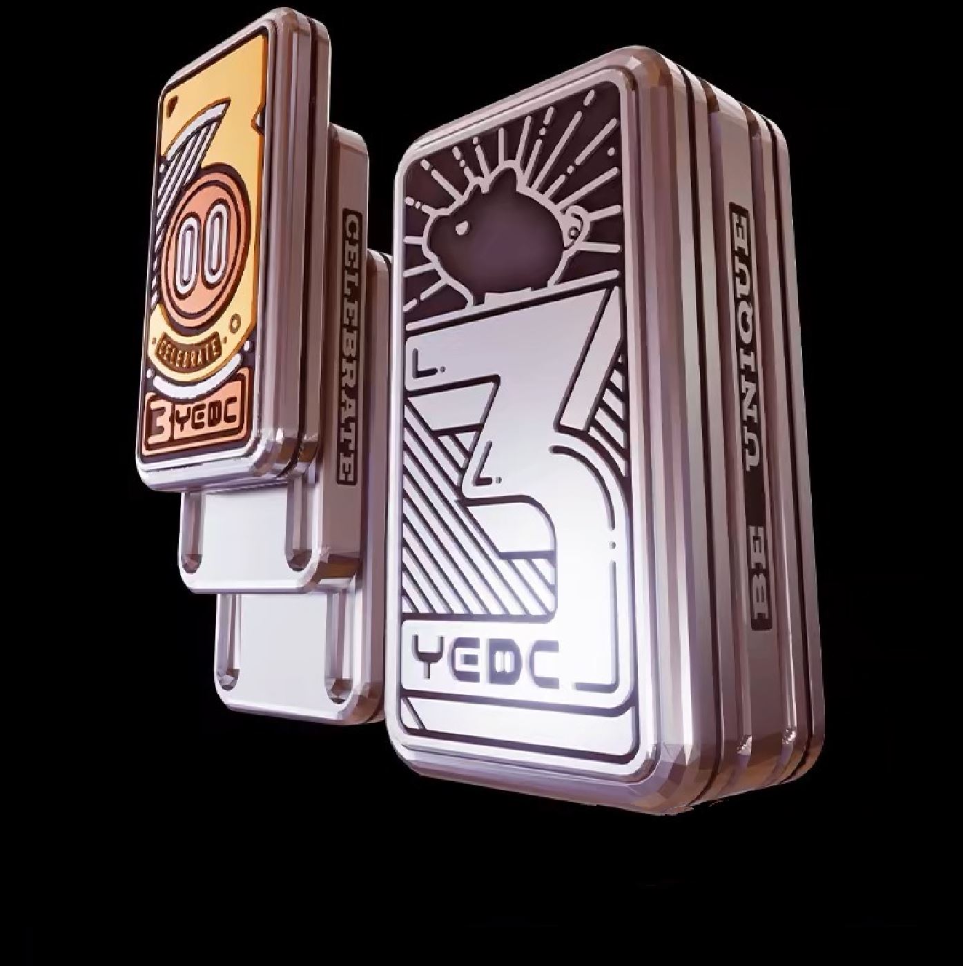 YEDC 3rd Anniversary Limited Hand Haptic Slider | YEDC three layer Anniversary Metal EDC Hand Fidget Toy for Collection &amp; Gift
