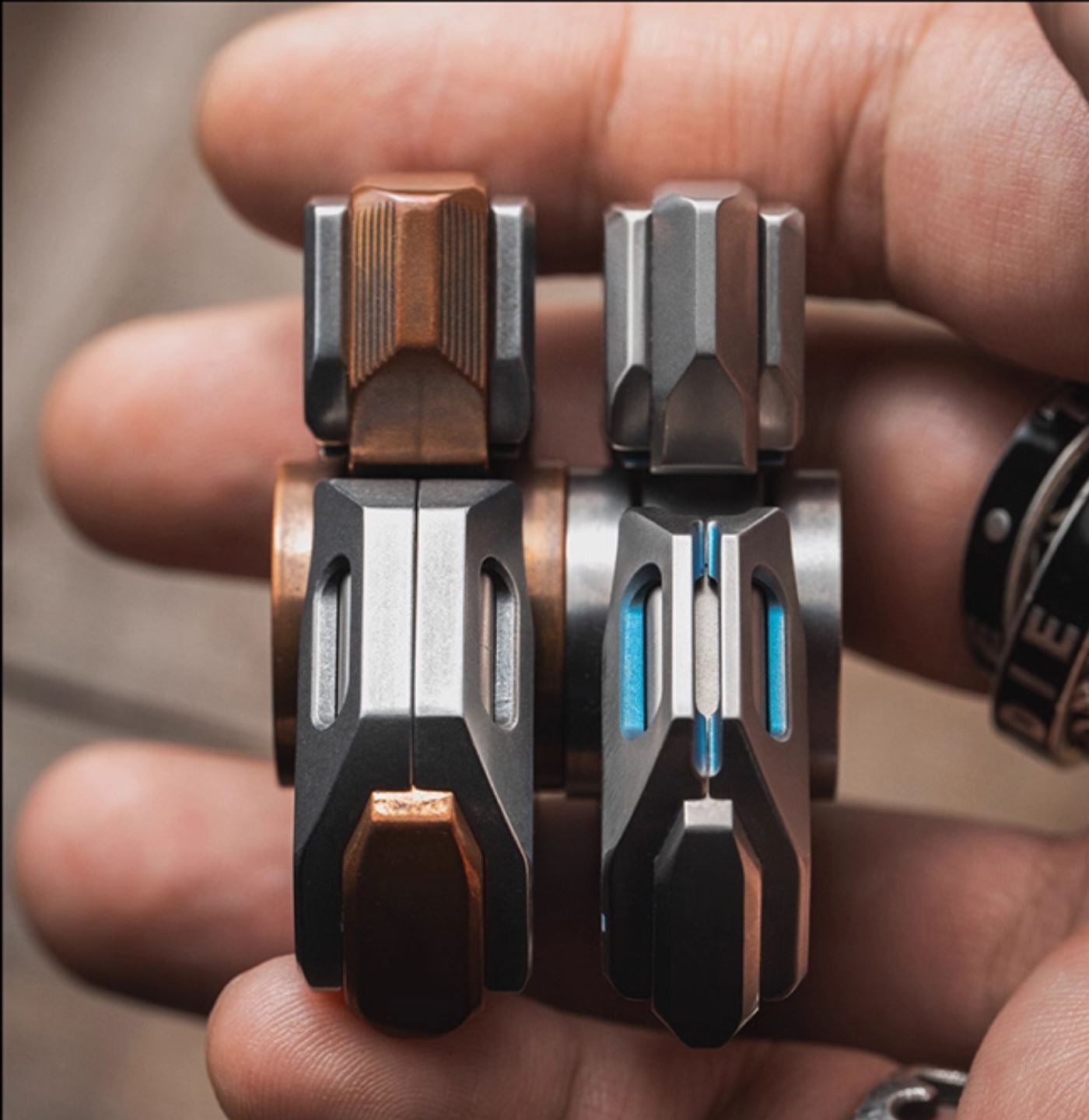 Lautie Bit 09 Titanium Blue Hand Gyro Fidget Spinner for Collection & Gift