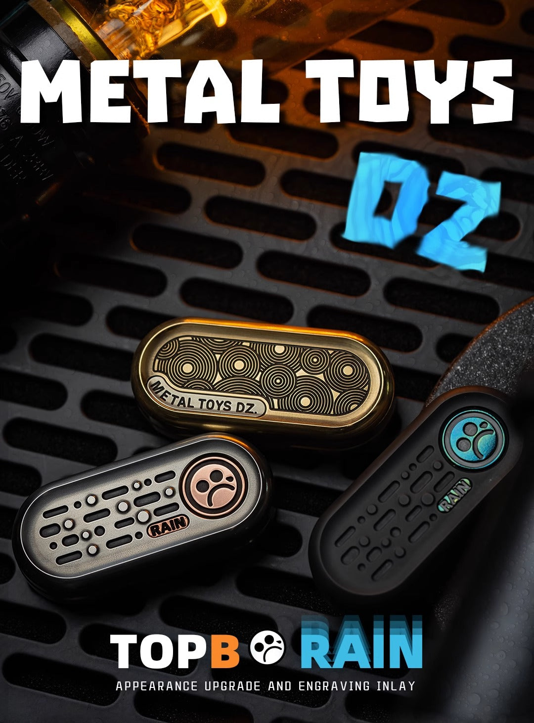 Metal Toys Dz Top-B Rain Hand Push Haptic Slider | Dz Top-B Rain EDC Hand Haptic Push Slider Push Pop Fidget Toys&nbsp; | Metal Fidget Push Pop Toys Anti-Stress Autism ADHD Hand Slider for Gift