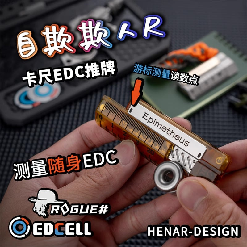 EDCELL x ROGUE Co-Branded "Deception Ruler" Mechanical Push Slider | EDCELL x ROUGUE EDC Haptic Hand Deception Ruler Fidget Slider for Collection &amp; Gift
