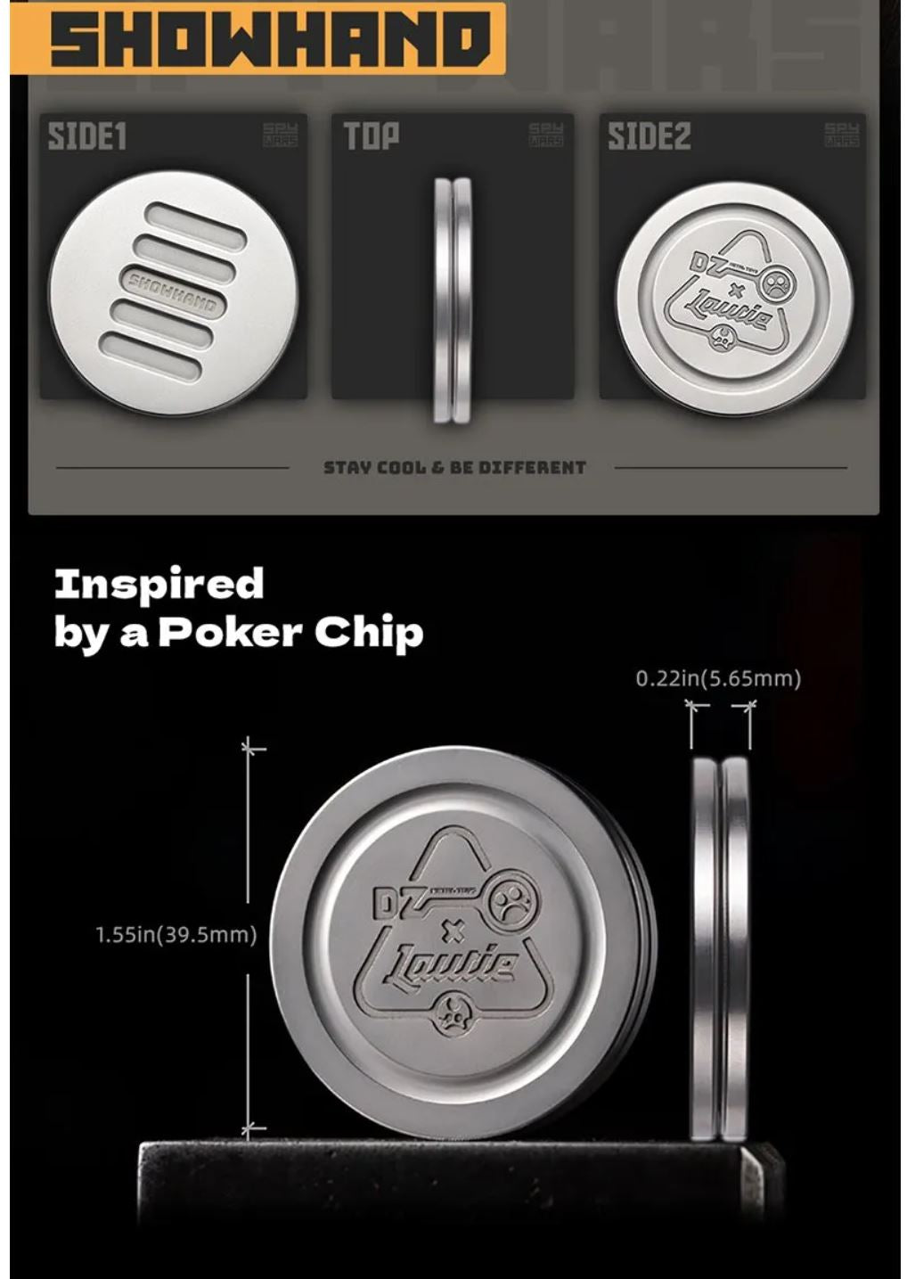 Lautie x Metal Toys DZ "ShowHand" Mechanical Coin Shape EDC PPB Fidget Hand Slider for Gift & Collection