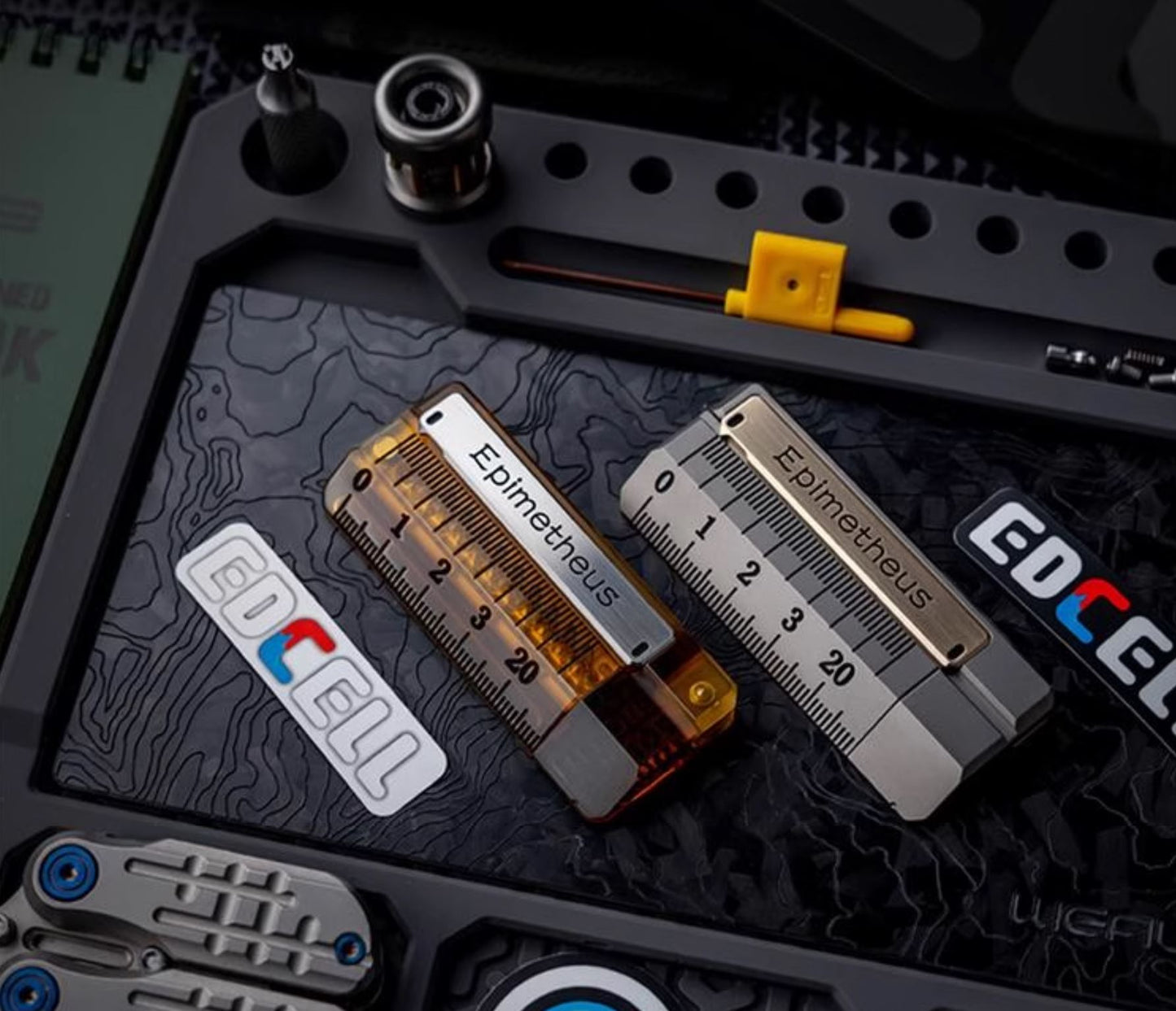 EDCELL x ROGUE Co-Branded "Deception Ruler" Mechanical Push Slider | EDCELL x ROUGUE EDC Haptic Hand Deception Ruler Fidget Slider for Collection &amp; Gift
