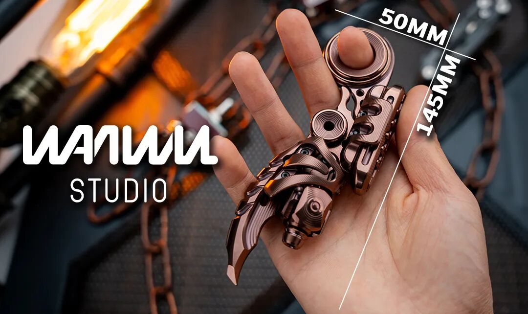 New WANWU Stainless Steel - Bronze (EDC Show Edition) PARASKELETON EXOSKELETON Mechanical Magnetic Hand Haptic Push Slider for Collection & Gift