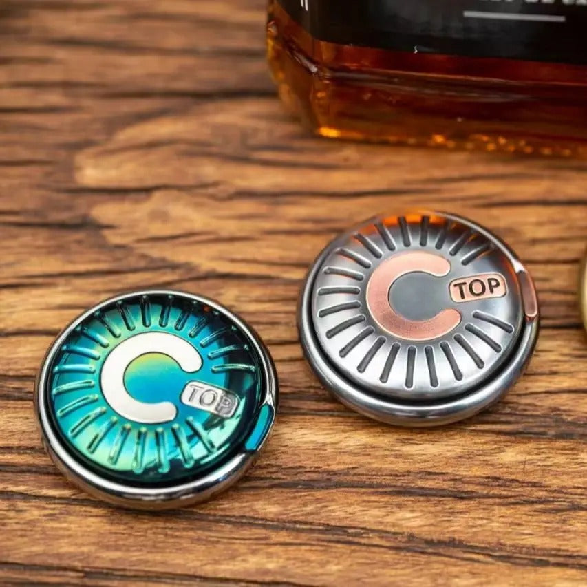 MetalToys DZ Top-C Mechanical Coin Shape Hand Slider | Top - C Stainless Steel Mechanical Coin Fidget Slider for Collection &amp; Gift