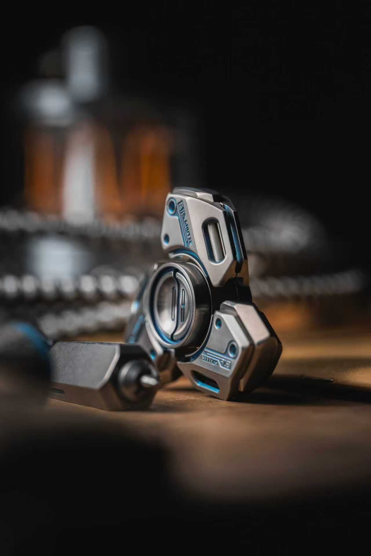 Lautie Bit 09 Titanium Blue Hand Gyro Fidget Spinner for Collection & Gift
