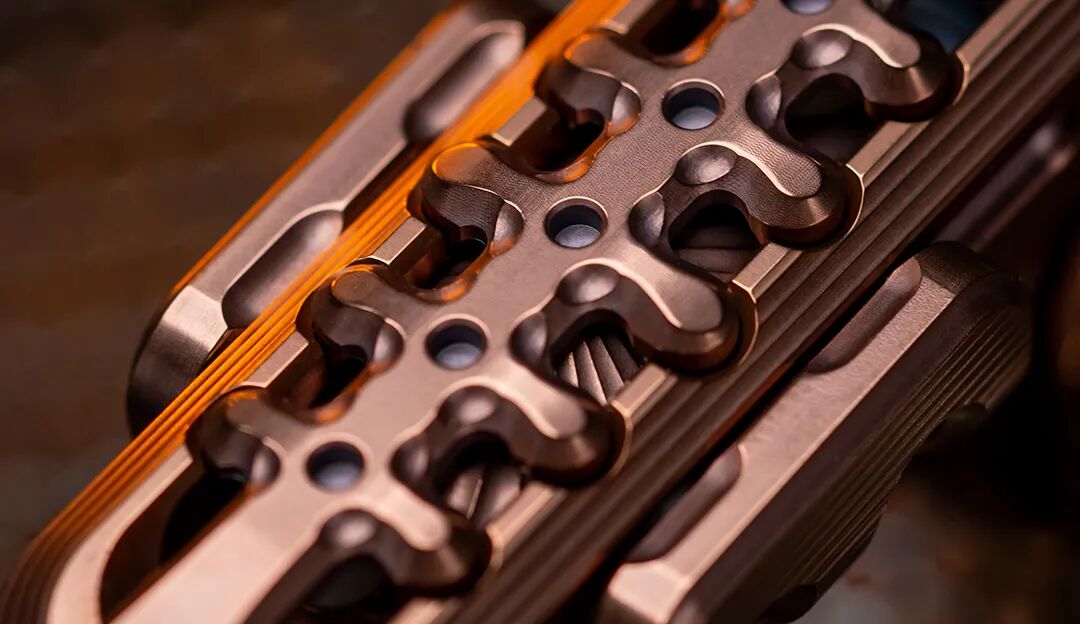 New WANWU Stainless Steel - Bronze (EDC Show Edition) PARASKELETON EXOSKELETON Mechanical Magnetic Hand Haptic Push Slider for Collection & Gift