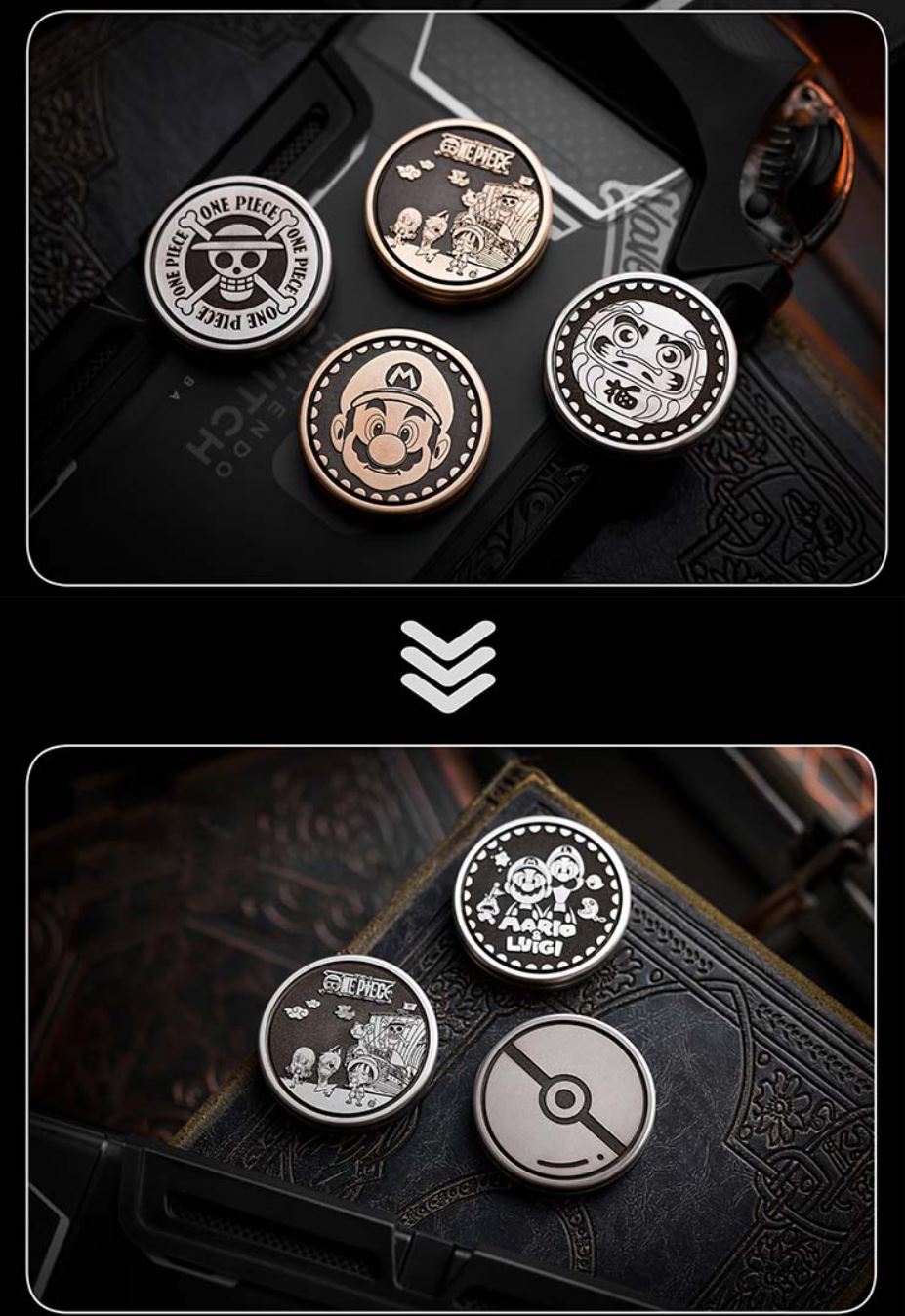 Mini ACEDC Stainless Steel Cartoon Theme Coin Shape Push Slider | Metal Theme Coin Push Slider | Mini EDC Cartoon Coin Slider for Collection