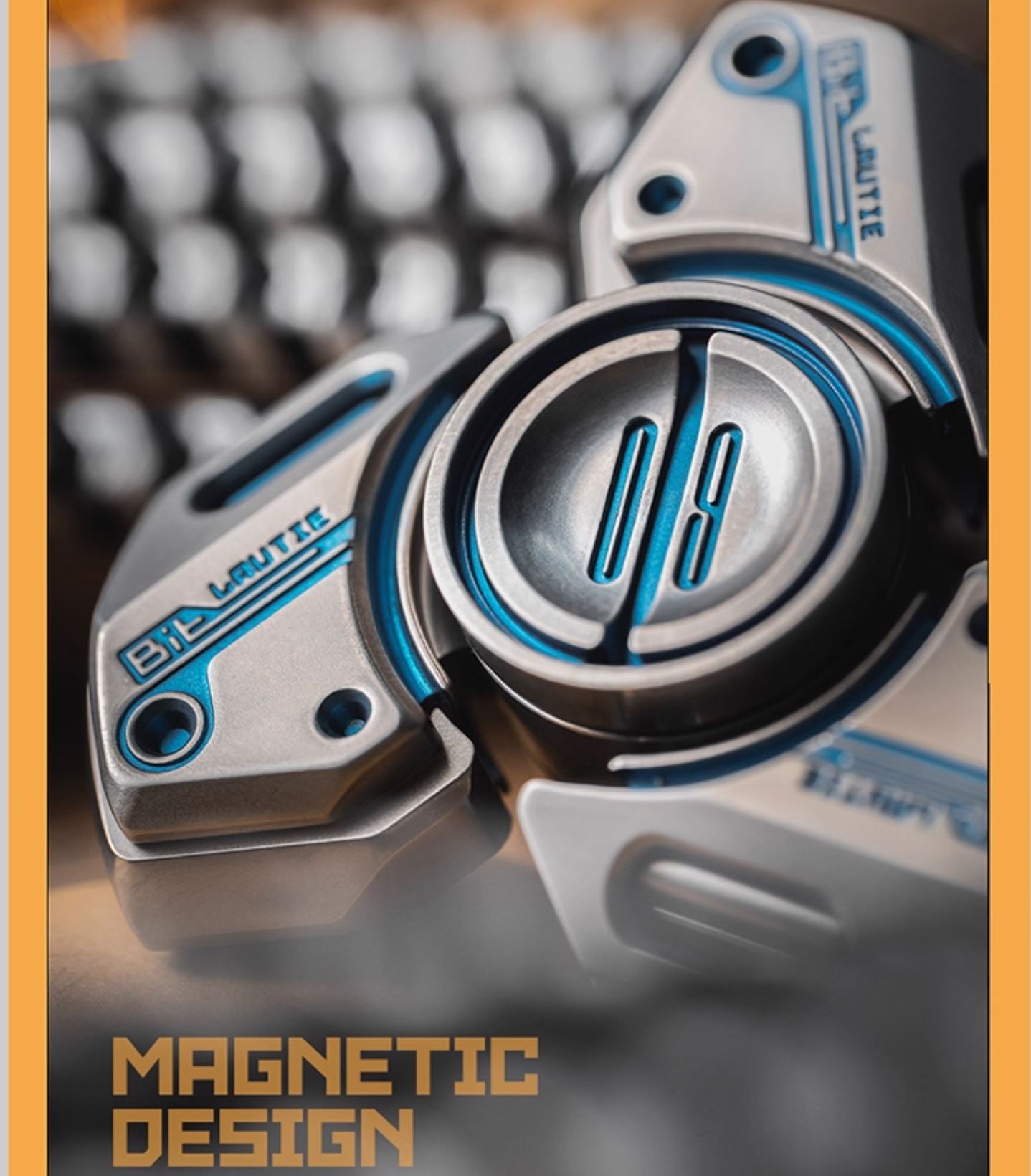 Lautie Bit 09 Titanium Blue Hand Gyro Fidget Spinner for Collection & Gift