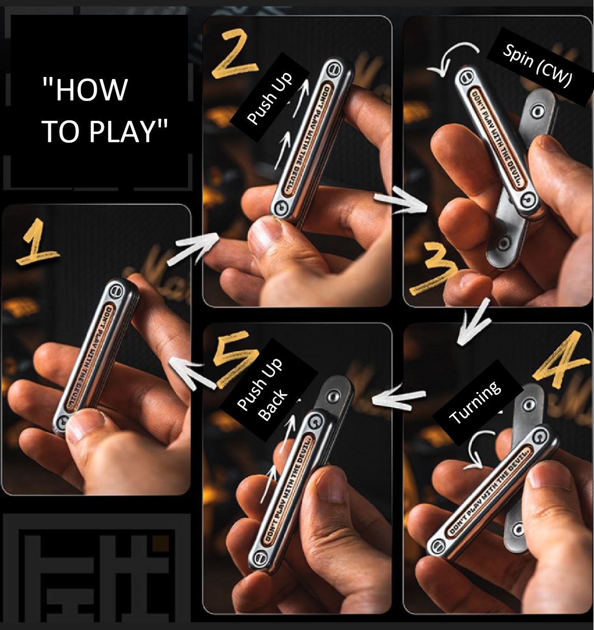 Lautie x Dz Top-D Hand Push Slider | Lautie x Dz Top-D EDC Push Slider | Lautie x Dz Hand Metal Fidget for Gift & Collection