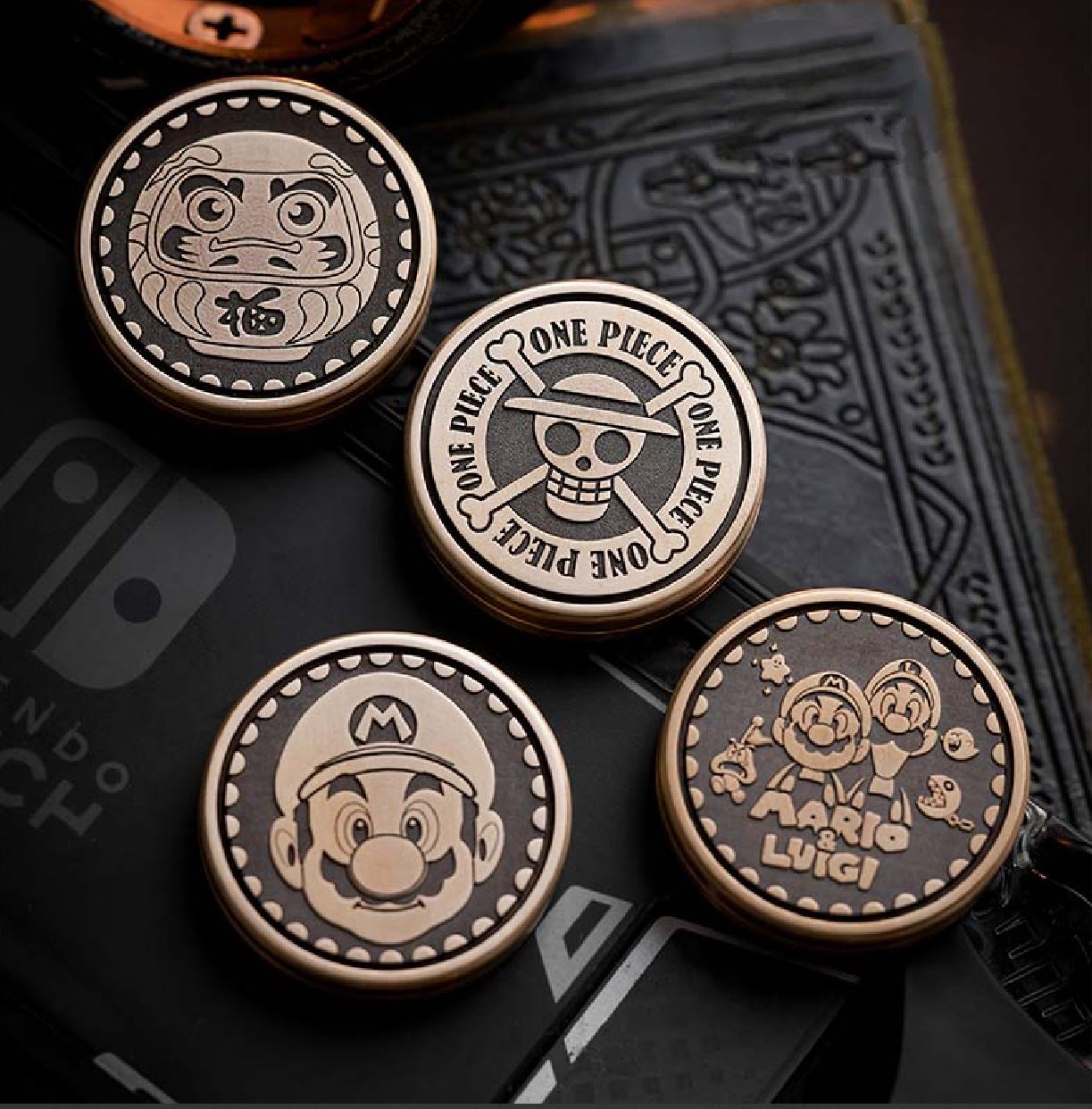 Mini ACEDC Stainless Steel Cartoon Theme Coin Shape Push Slider | Metal Theme Coin Push Slider | Mini EDC Cartoon Coin Slider for Collection