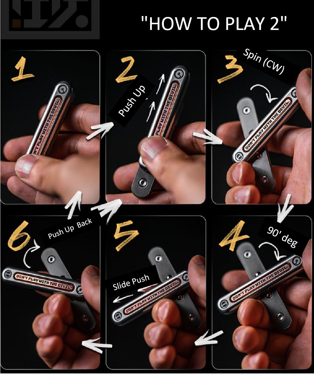 Lautie x Dz Top-D Hand Push Slider | Lautie x Dz Top-D EDC Push Slider | Lautie x Dz Hand Metal Fidget for Gift & Collection