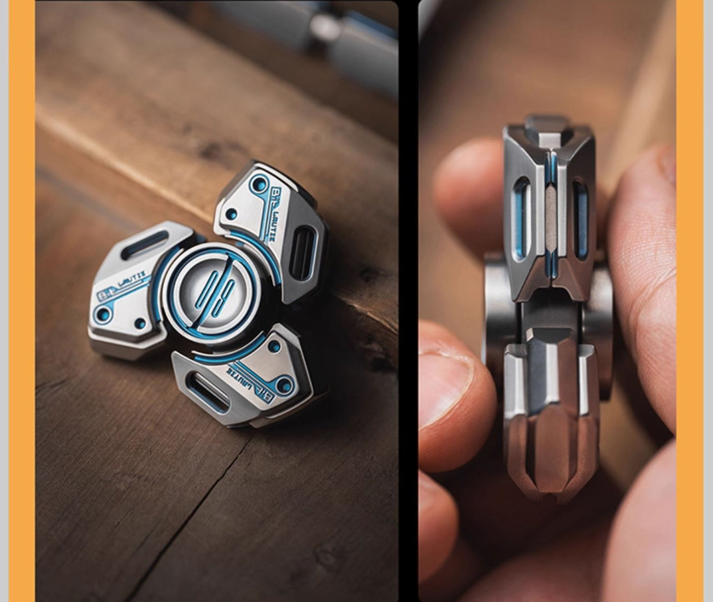 Lautie Bit 09 Titanium Blue Hand Gyro Fidget Spinner for Collection & Gift