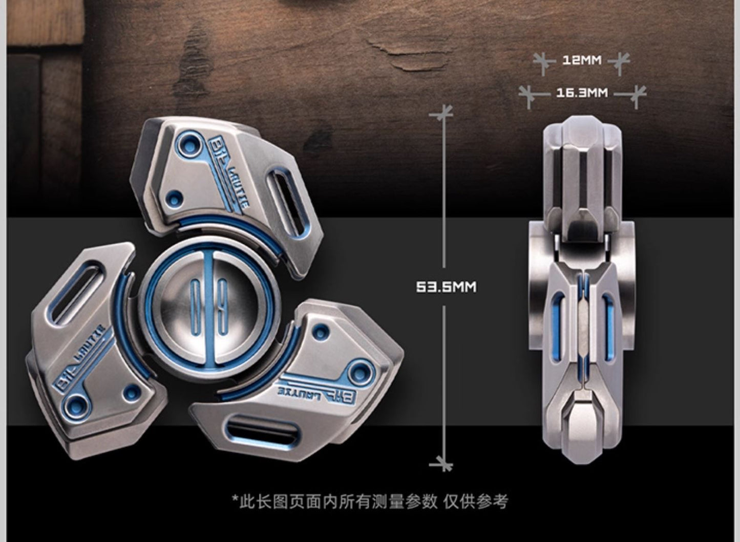 Lautie Bit 09 Titanium Blue Hand Gyro Fidget Spinner for Collection & Gift