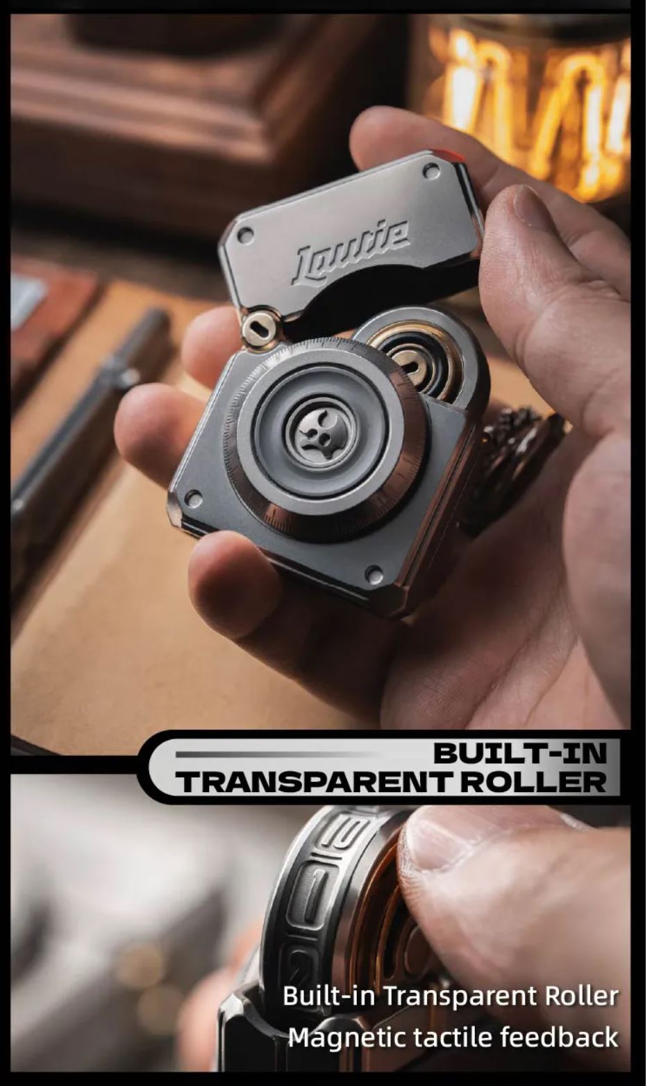 New Lautie 2099 Series Lotto Titanium Lighter Box Gyro Fidget Slider Spinner for Collection & Gift
