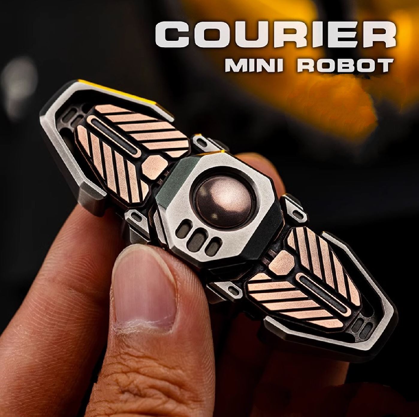 WANWU Courier Mini Robot Stainless Steel Hand Gyro Fidget Spinner | WANWU Courier Mini Robot EDC Hand Spinner | Mini Robot Courier PPB Steel Hand Fidget for Gift & Collection