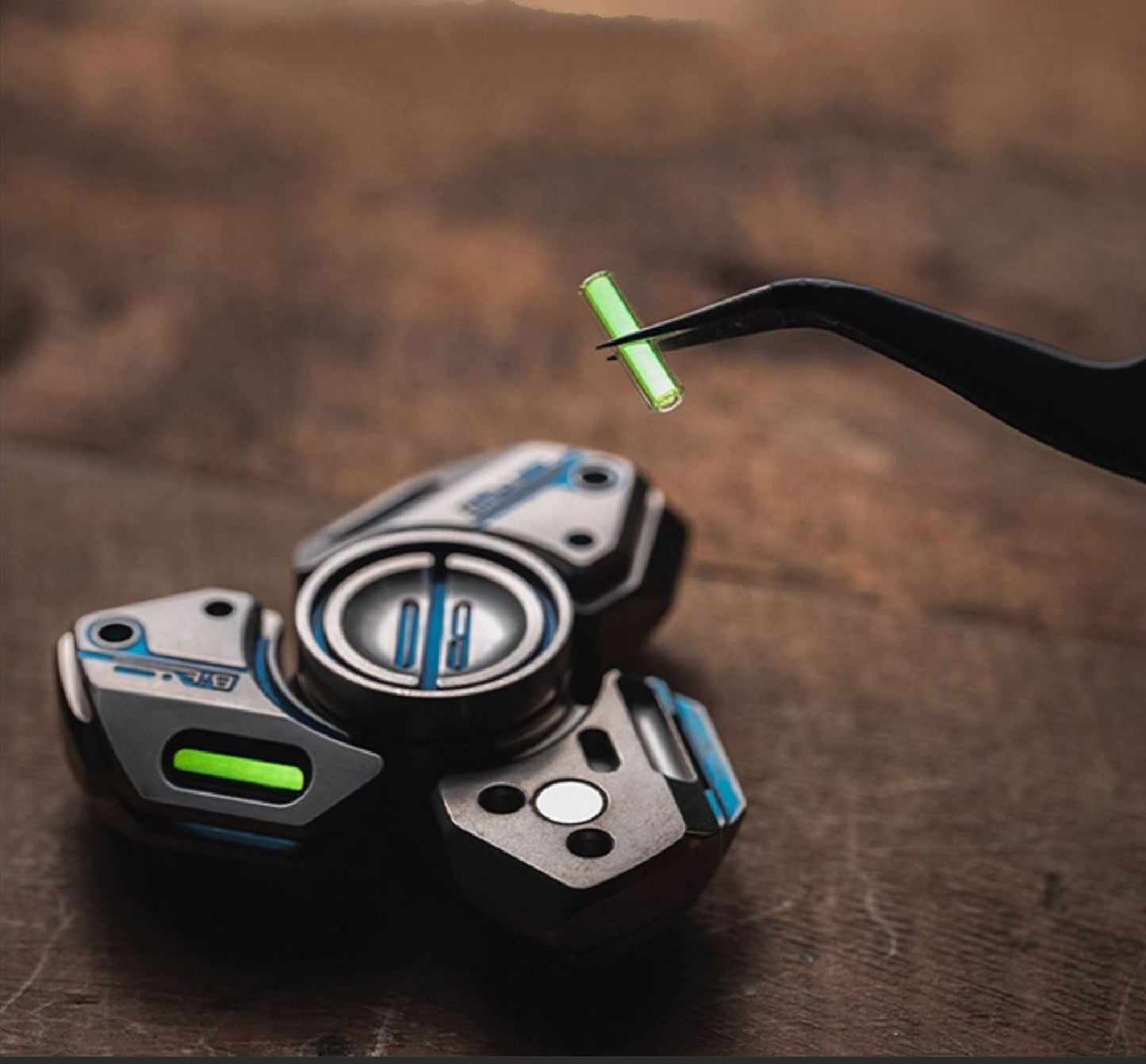 Lautie Bit 09 Titanium Blue Hand Gyro Fidget Spinner for Collection & Gift