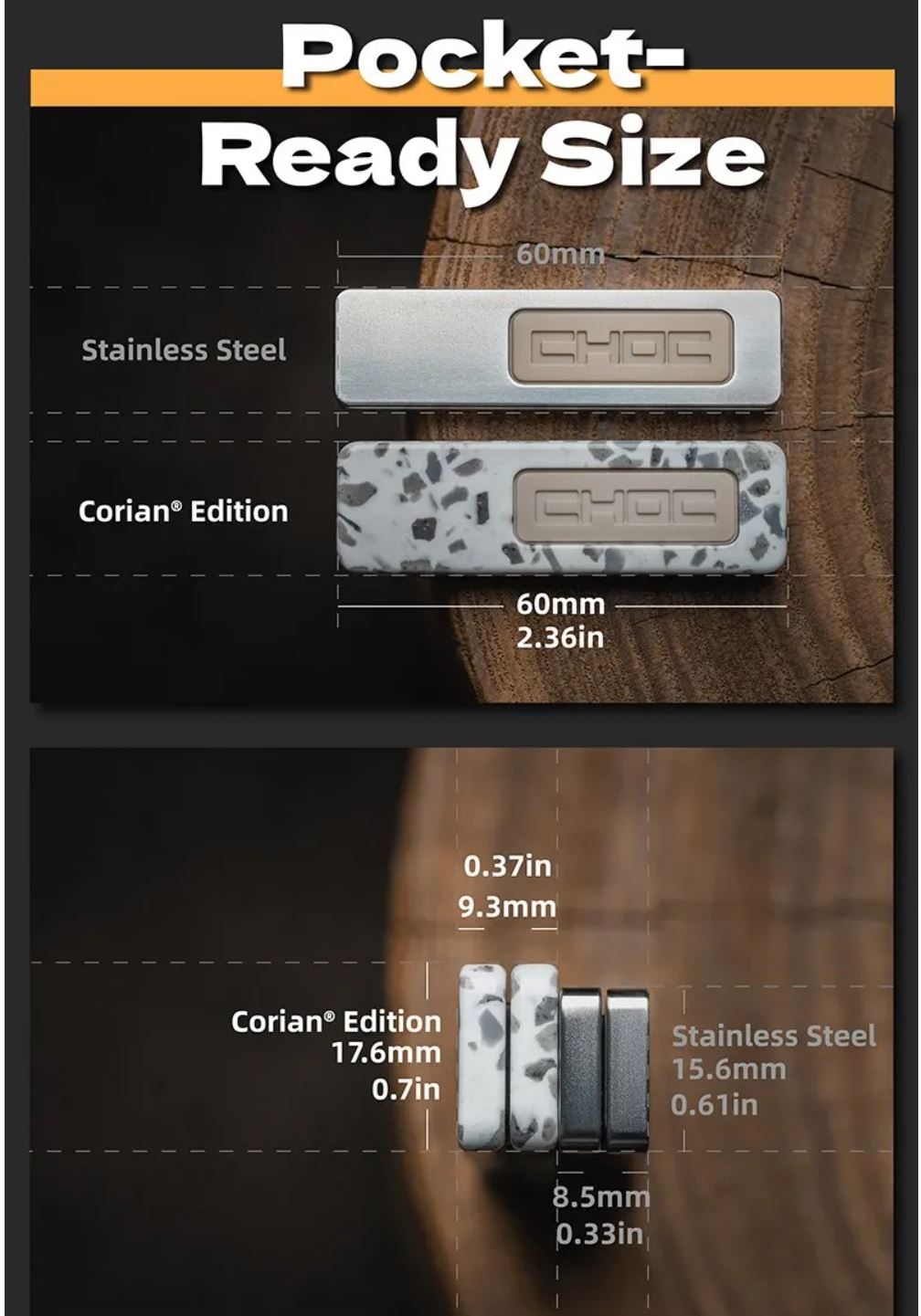Lautie Choc Corian Mechanical EDC Hand Haptic Fidget Slider for Collection & Gift