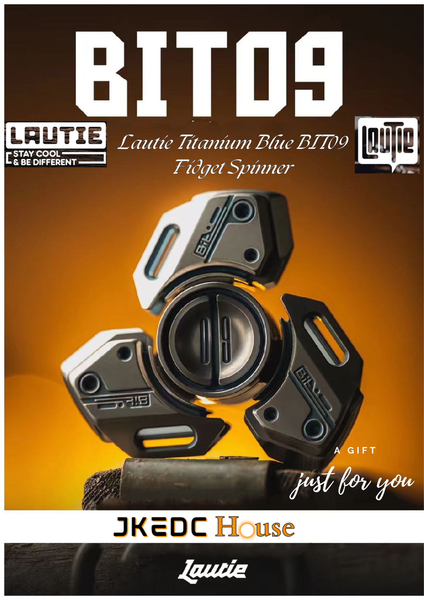 Lautie Bit 09 Titanium Blue Hand Gyro Fidget Spinner for Collection & Gift