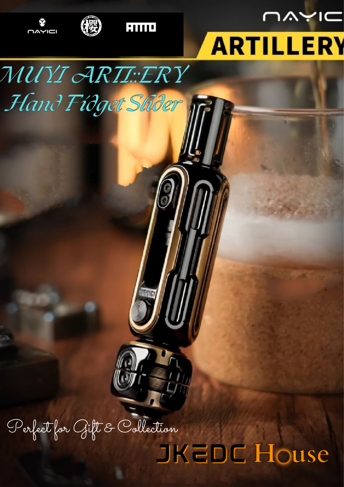 New MUYI NAYICI ARTILLERY Mechanical Ratchet Push Hand Slider | MUYI ARTILLERY Hand Push Slider | MUYI Ratchet Hand Push Fidget Toys for Collection & Gift
