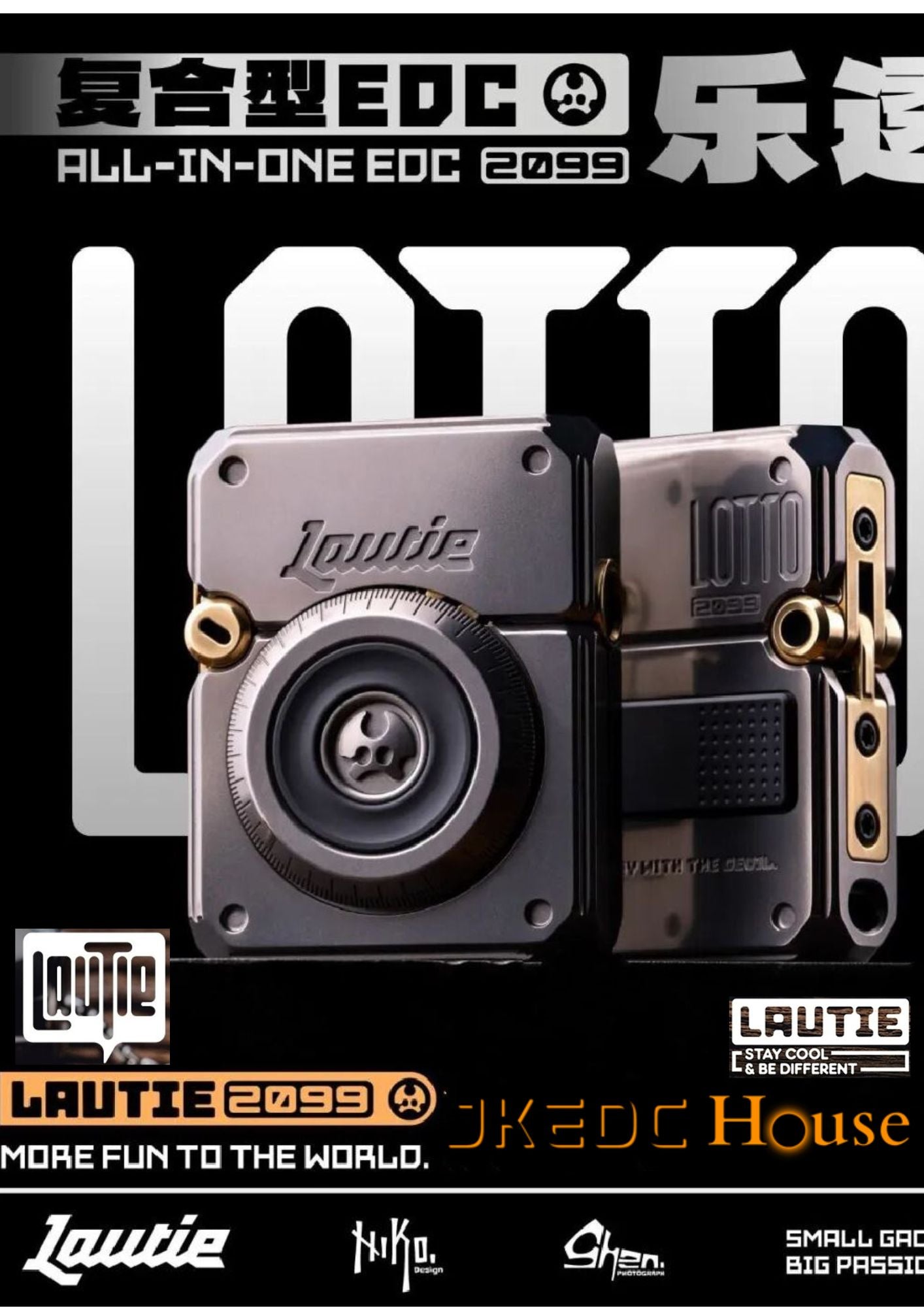 New Lautie 2099 Series Lotto Titanium Lighter Box Gyro Fidget Slider Spinner for Collection & Gift