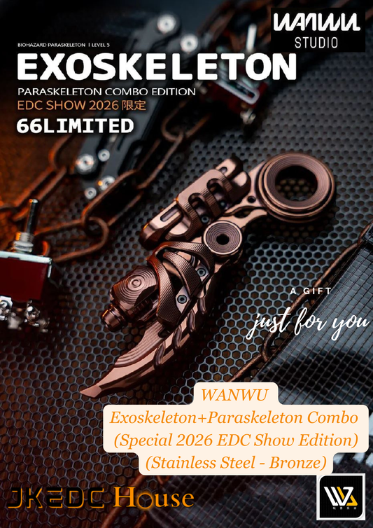 New WANWU Stainless Steel - Bronze (EDC Show Edition) PARASKELETON EXOSKELETON Mechanical Magnetic Hand Haptic Push Slider for Collection & Gift