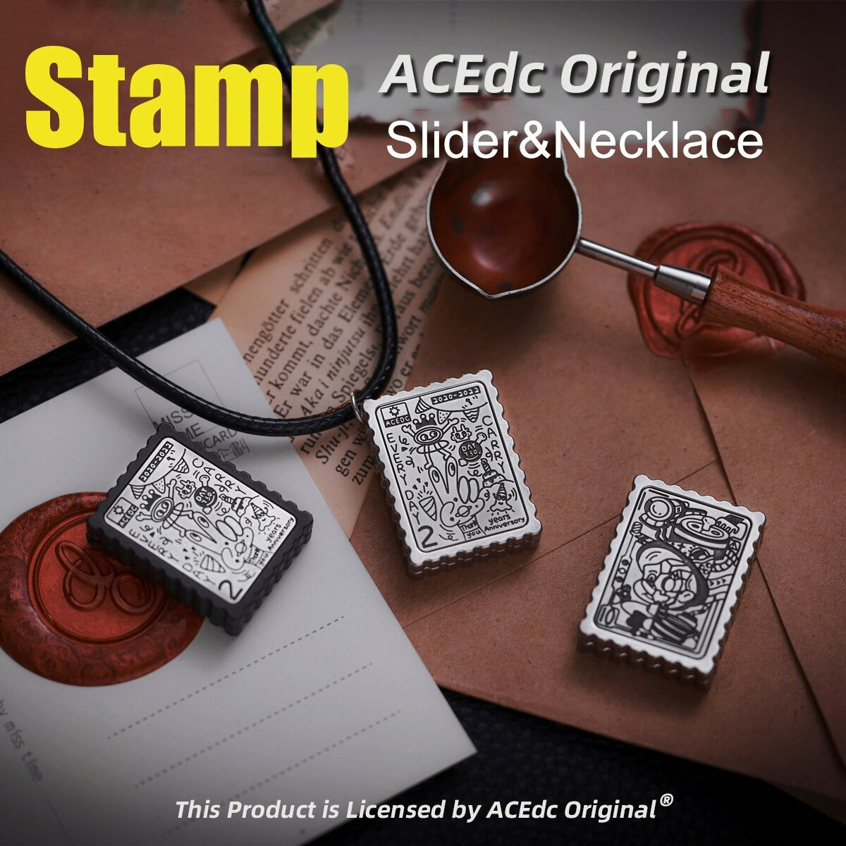 ACEDC Stamp Stainless Steel Haptic Hand Slider Necklace | ACEDC Edc Hand Push Slider | ACEDC Metal Stamp Hand Slider for Collection