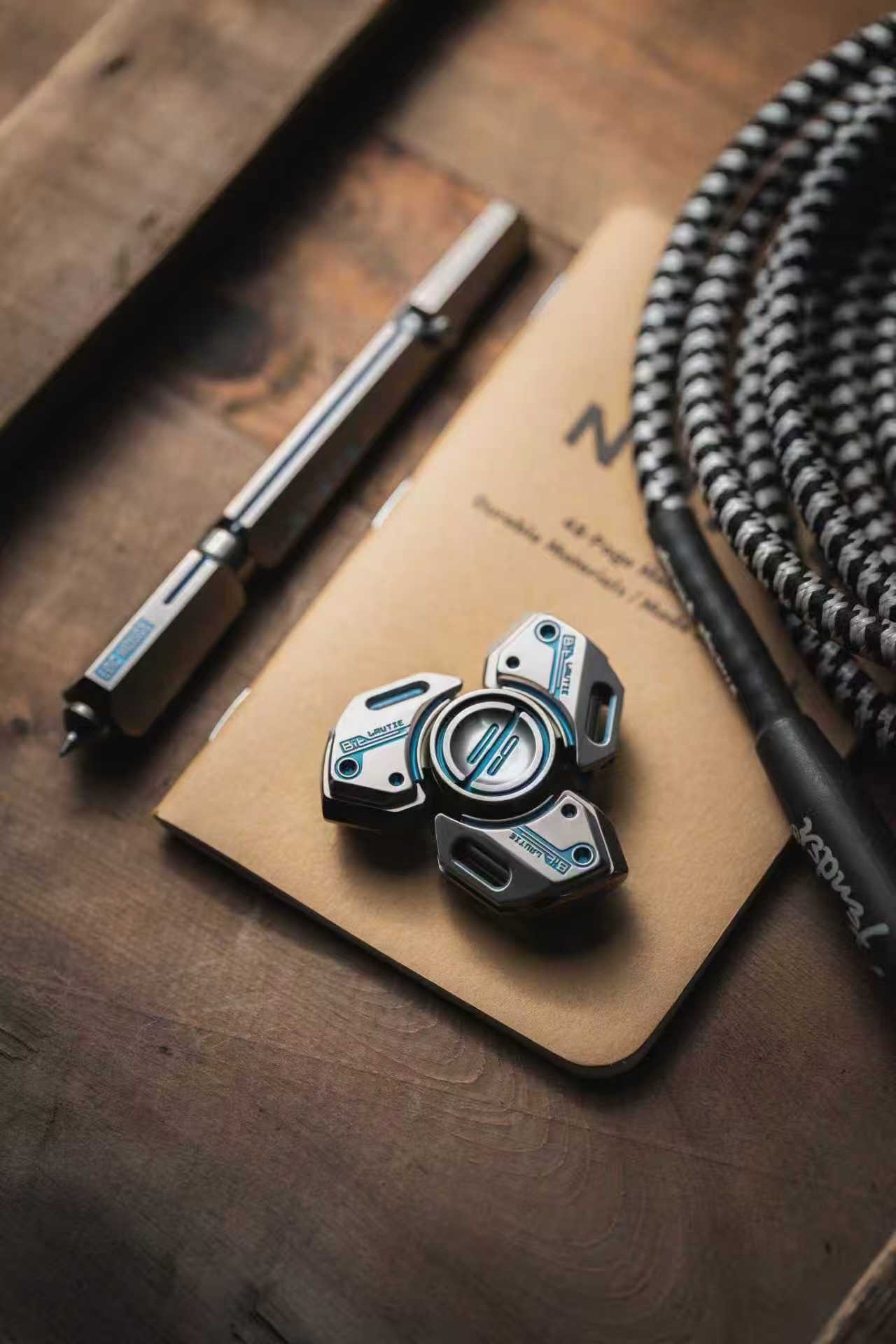 Lautie Bit 09 Titanium Blue Hand Gyro Fidget Spinner for Collection & Gift