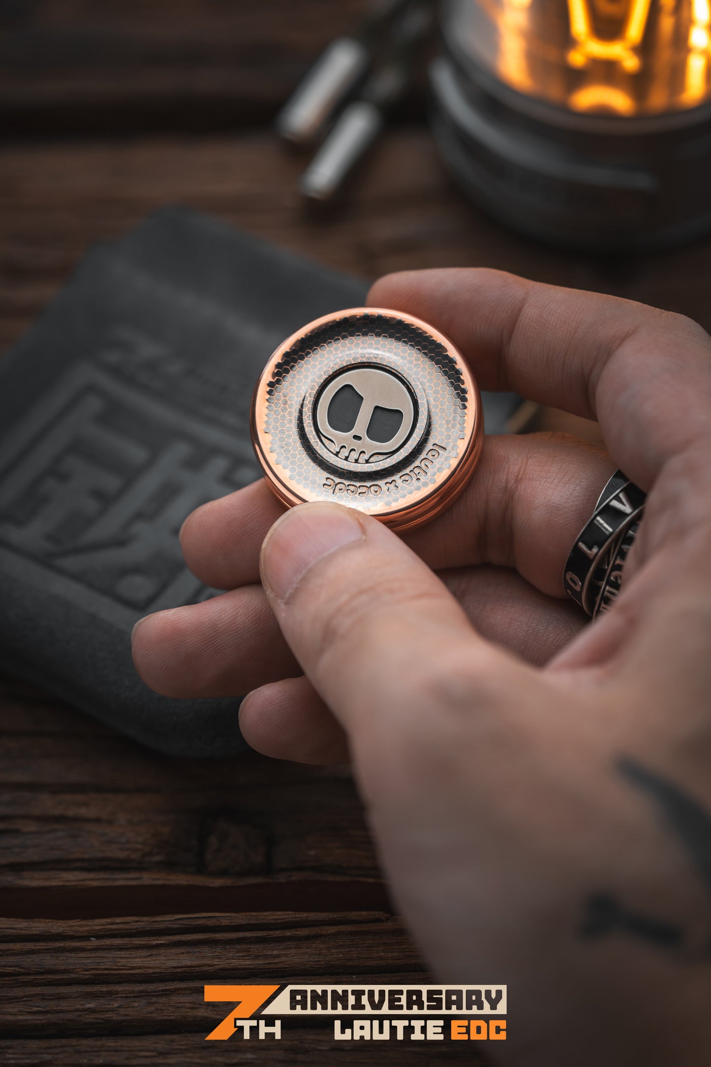 Lautie x ACEdc Superconductive Coin Cap Shape Hand Push Slider | Lautie ACEdc Milky Coin Hand Fidget Slider | Lautie EDC Coin Shape Slider for Collection