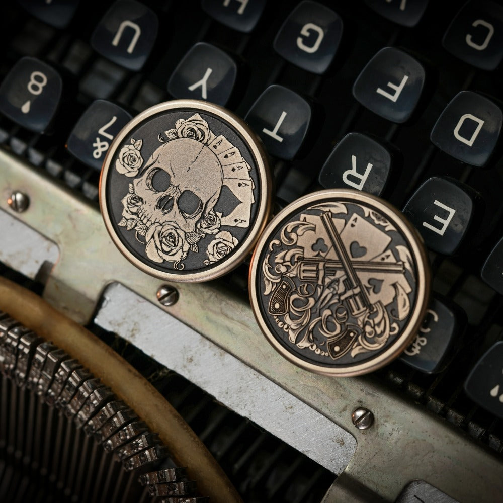 Mini ACEDC Stainless Steel Cartoon Theme Coin Shape Push Slider | Metal Theme Coin Push Slider | Mini EDC Cartoon Coin Slider for Collection