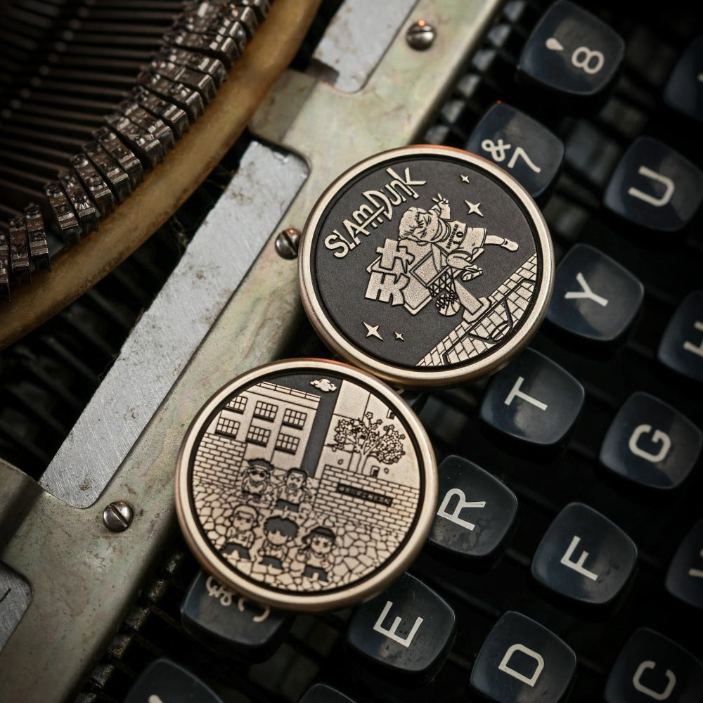 Mini ACEDC Stainless Steel Cartoon Theme Coin Shape Push Slider | Metal Theme Coin Push Slider | Mini EDC Cartoon Coin Slider for Collection