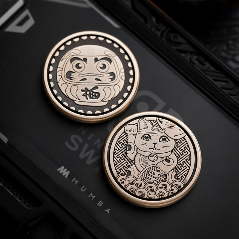 Mini ACEDC Stainless Steel Cartoon Theme Coin Shape Push Slider | Metal Theme Coin Push Slider | Mini EDC Cartoon Coin Slider for Collection