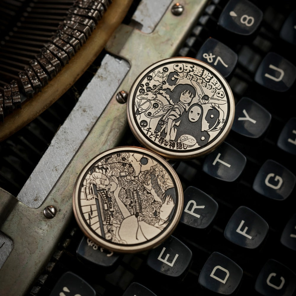 Mini ACEDC Stainless Steel Cartoon Theme Coin Shape Push Slider | Metal Theme Coin Push Slider | Mini EDC Cartoon Coin Slider for Collection