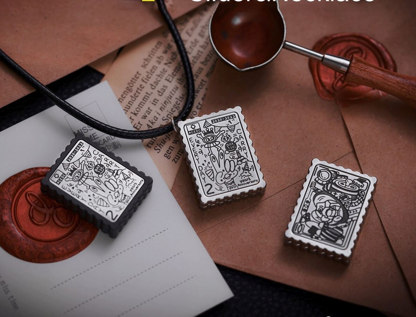 ACEDC Stamp Stainless Steel Haptic Hand Slider Necklace | ACEDC Edc Hand Push Slider | ACEDC Metal Stamp Hand Slider for Collection