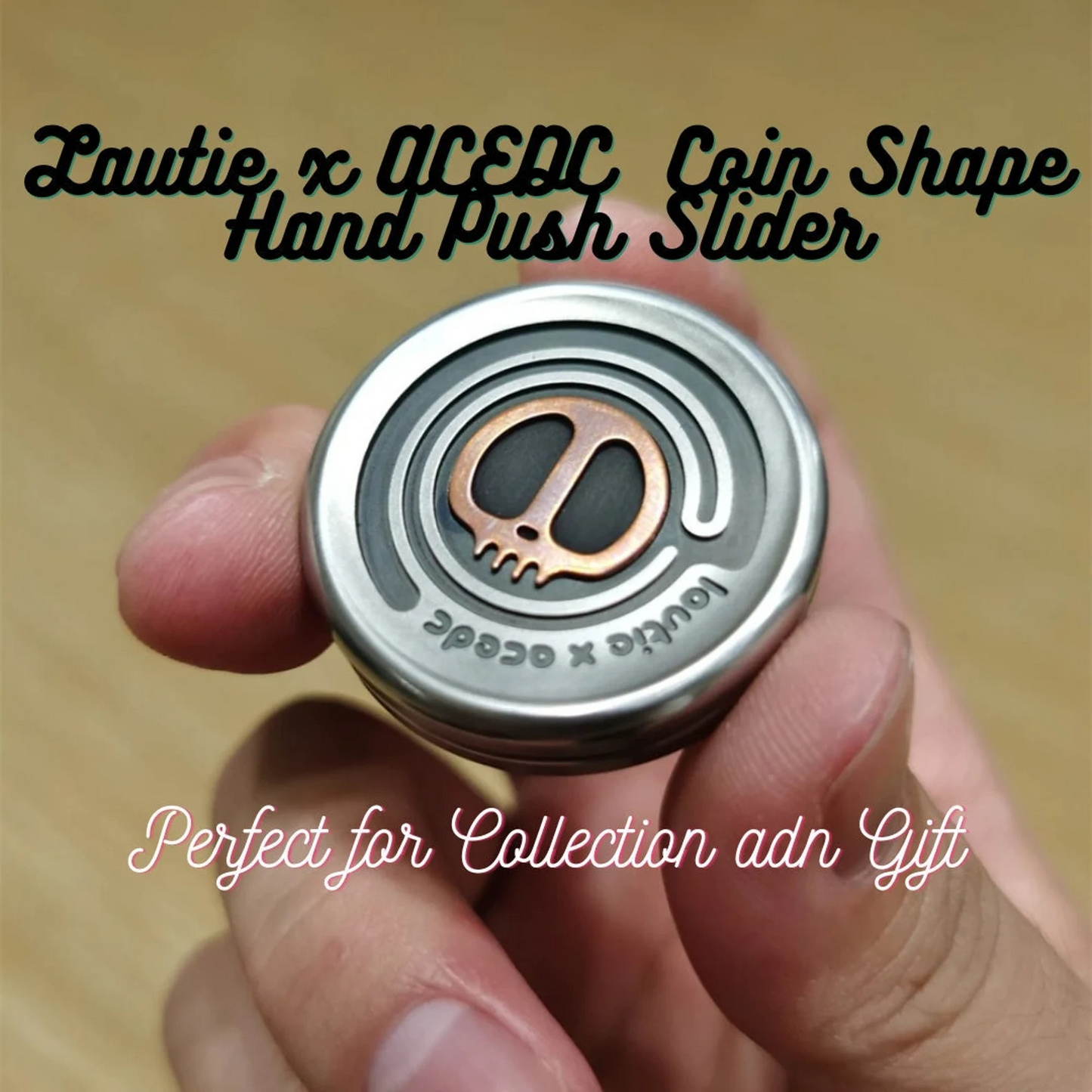 Lautie ACEDC Metal Coin Shape Hand Push Slider | Lautie ACEDC Milk Coin Hand Fidget Slider | Lautie EDC Coin Shape Slider for Collection