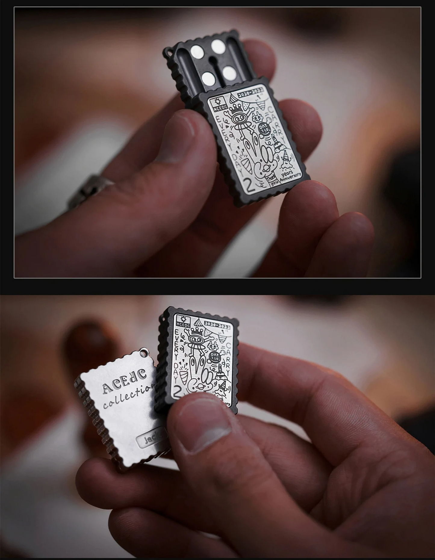 ACEDC Stamp Stainless Steel Haptic Hand Slider Necklace | ACEDC Edc Hand Push Slider | ACEDC Metal Stamp Hand Slider for Collection
