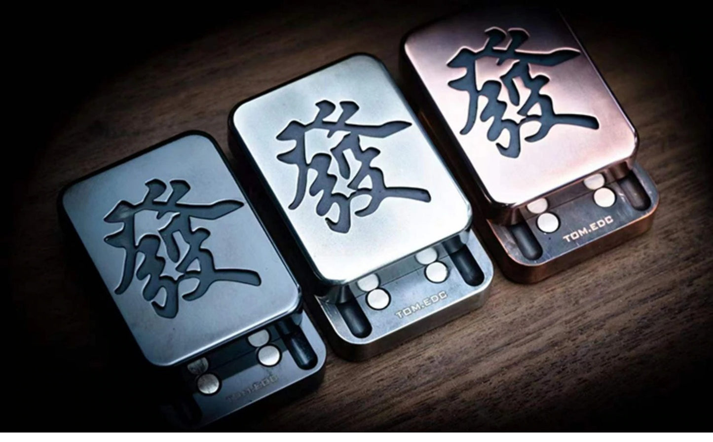Mahjong 2.0 Stainless Steel PEI Hand Push Clicker Slider | Mahjong EDC Zirconium Hand Push Slider | Titanium Mahjong Hand Clicker Slider